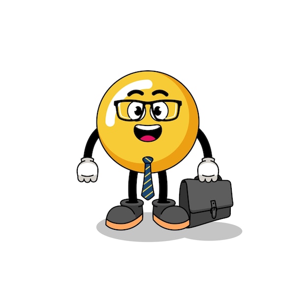 Egg yolk mascot as a businessman