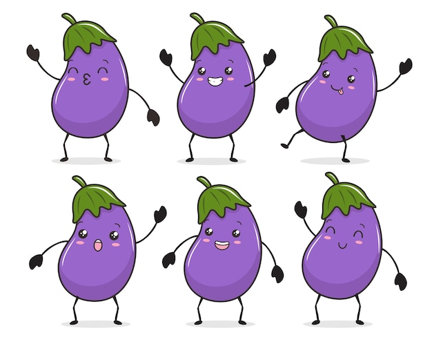 eggplant cartoon kawaii aubergine