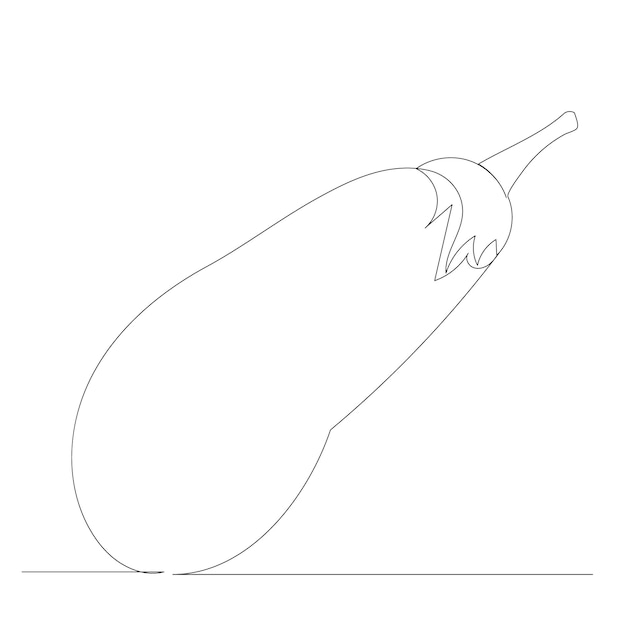 Eggplant drawing by one continuous line, sketch