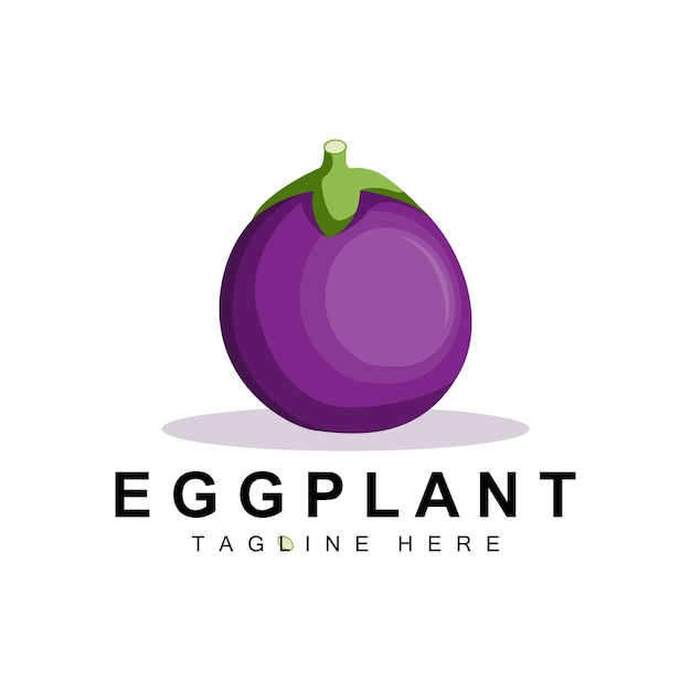 Eggplant Logo Design Vegetables Illustration Purple Vegetable Plantation Vector Product Brand Icon Template