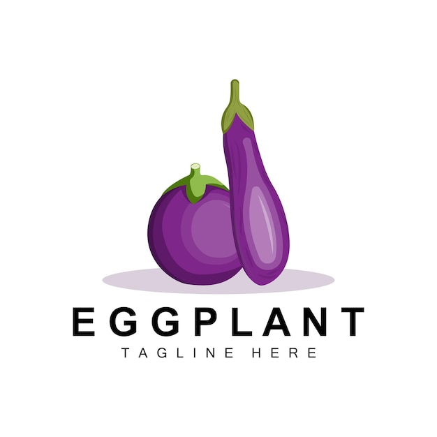 Eggplant Logo Design Vegetables Illustration Purple Vegetable Plantation Vector Product Brand Icon Template