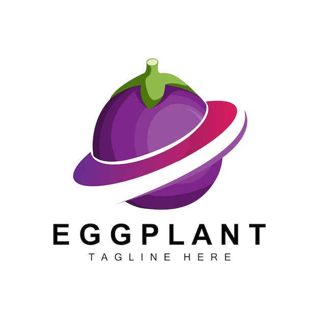 Eggplant Logo Design Vegetables Illustration Purple Vegetable Plantation Vector Product Brand Icon Template