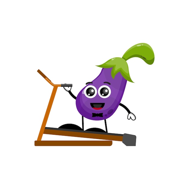 eggplant treadmill character cute logo