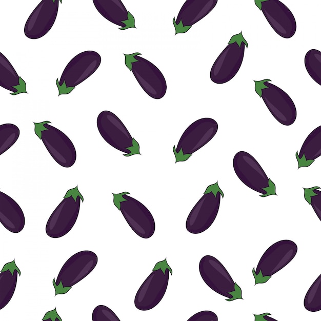 eggplant vegetables summer market seamless pattern