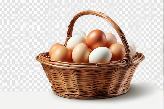 Vector eggs in a basket with a white background