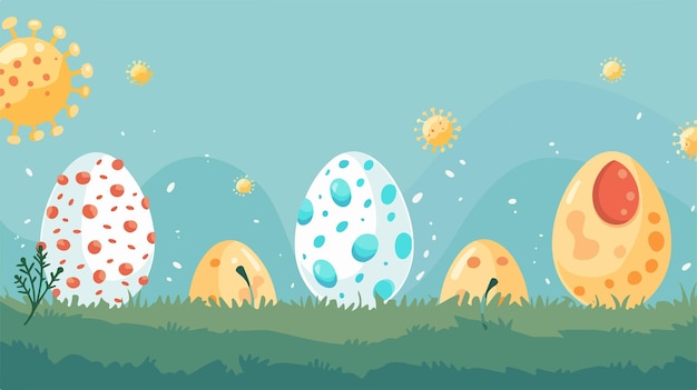 eggs in the grass with sun and sun