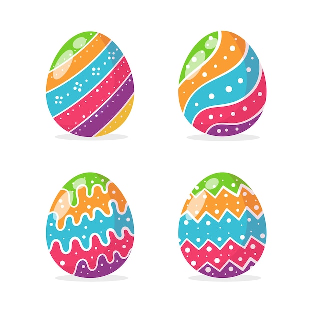 Eggs painted in various colorful patterns For decorating the cards given to the children at Easter.