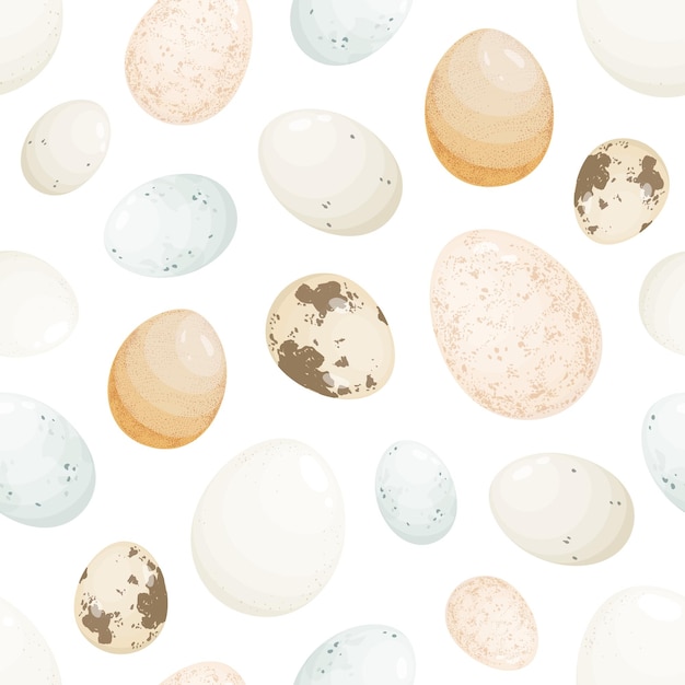 Eggs in shell seamless pattern.