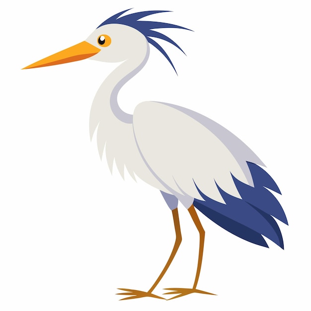 Vector egret bird speaks kawaii