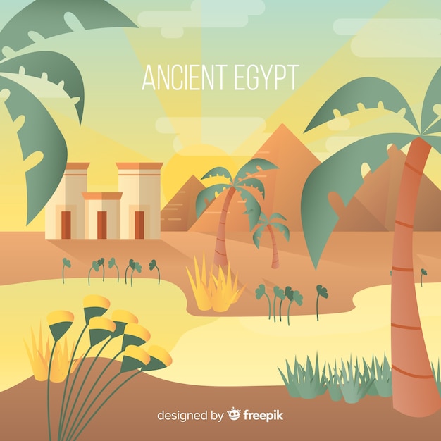 Egypt background with landscape in flat design