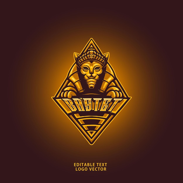 Egypt god bastet mascot logo vector template