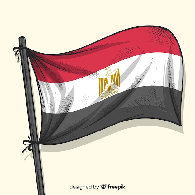 Egypt national flag hand drawn style