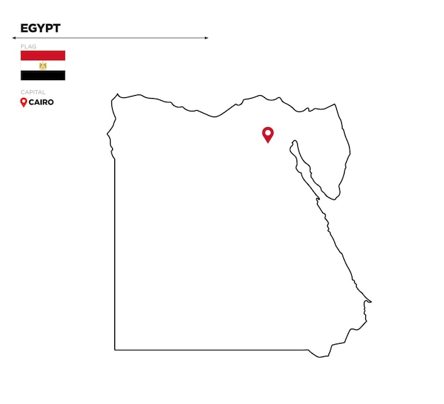 Egypt political map with capital city Cairo and national flag and borders African country