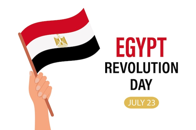 Egypt Revolution Day Hand with the flag of Egypt Egypt Independence Day banner Illustration