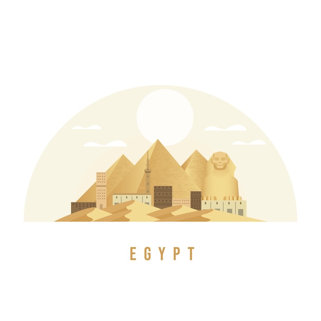 Egypt Sphinx and Pyramid Landmark Illustration