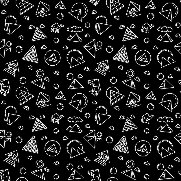 Egypt vector concept minimal outline seamless pattern