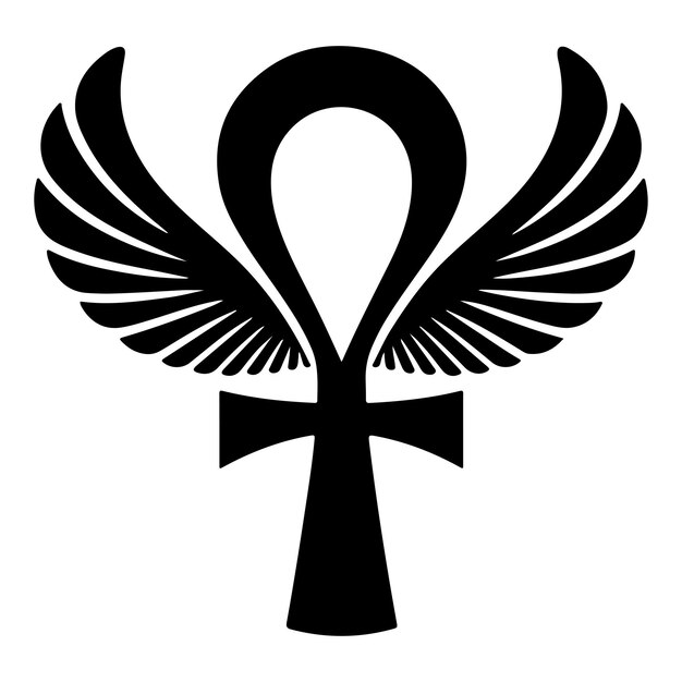 Vector egyptian ankh with wings_c