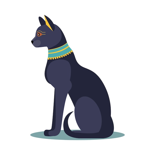 Egyptian black cat vector illustration