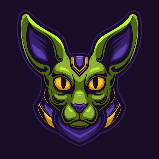 Egyptian cat animal head cartoon logo template illustration. Esport logo gaming  