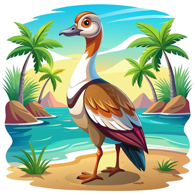 Egyptian Goose active stands beach vector