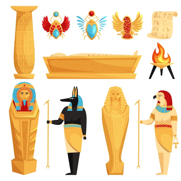 Egyptian hieroglyph and symbol ancient culture sing and symbol egypt culture set vector isolated ico