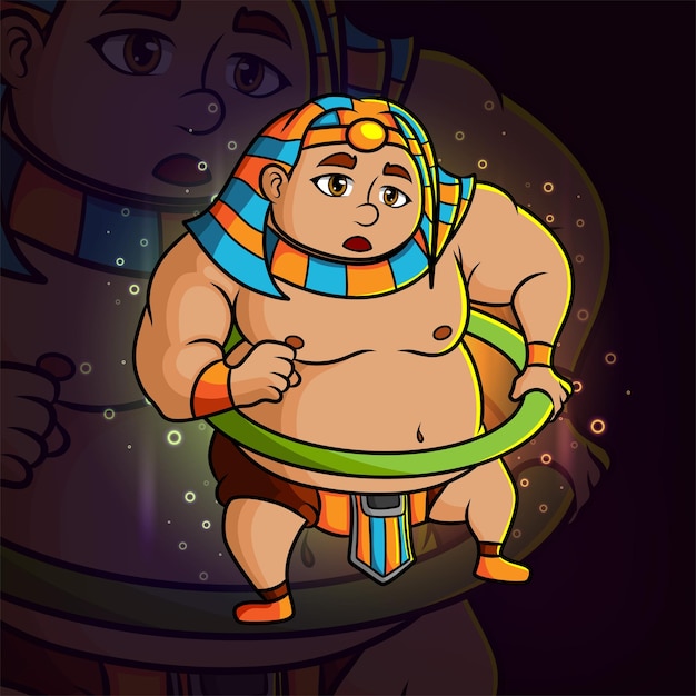 The egyptian man play the hula hoop esport mascot design of illustration