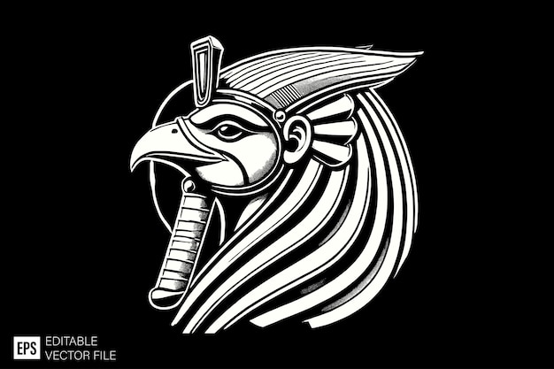 Vector egyptian mythology creatures dark art style vector design black and white illustration