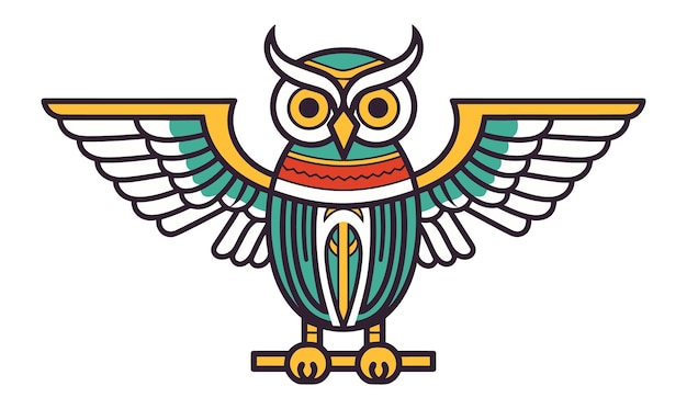 Egyptian owl with decorative elements vector illustration