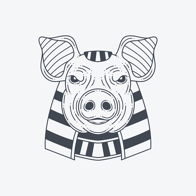 Egyptian pig head illustration