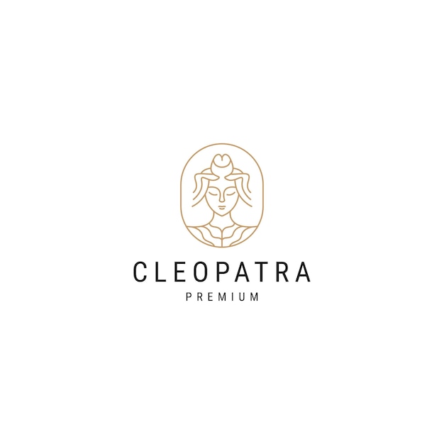 Egyptian queen cleopatra line art logo icon design template Elegant Luxury Modern