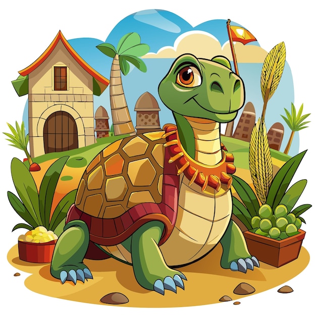 Egyptian Tortoise turtle cooperative laughs forest vector