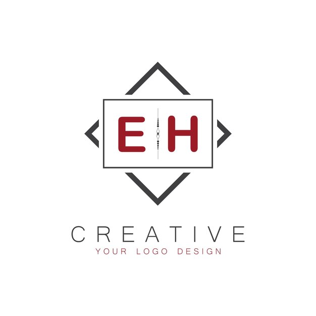 Vector eh initial monogram logo with creative square style design