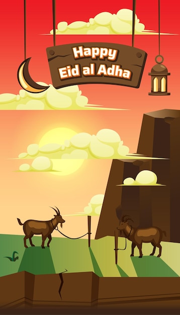 Eid al Adha cartoon goat illustration