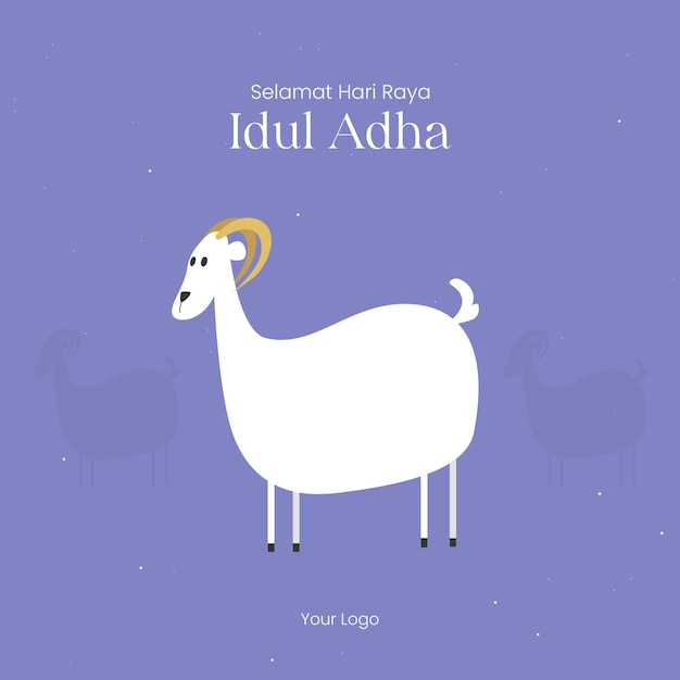 Eid al adha Cartoon Goat template for social media Premium Vector