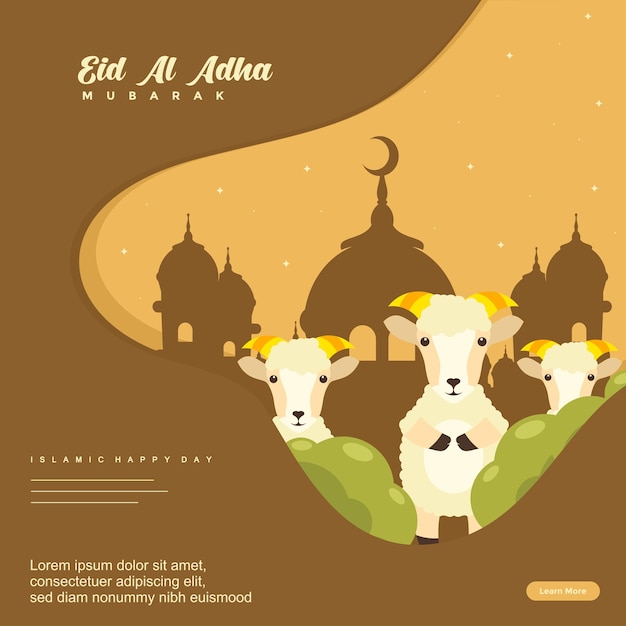 eid al adha concept flat design for posters banners and silhouette design templates or vector illus