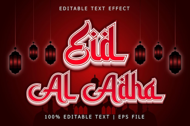 Eid Al Adha Editable Text Effect 3 Dimension Emboss Modern Style