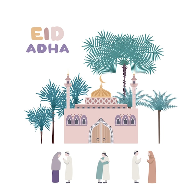 Eid Al Adha greeting card in decorative style