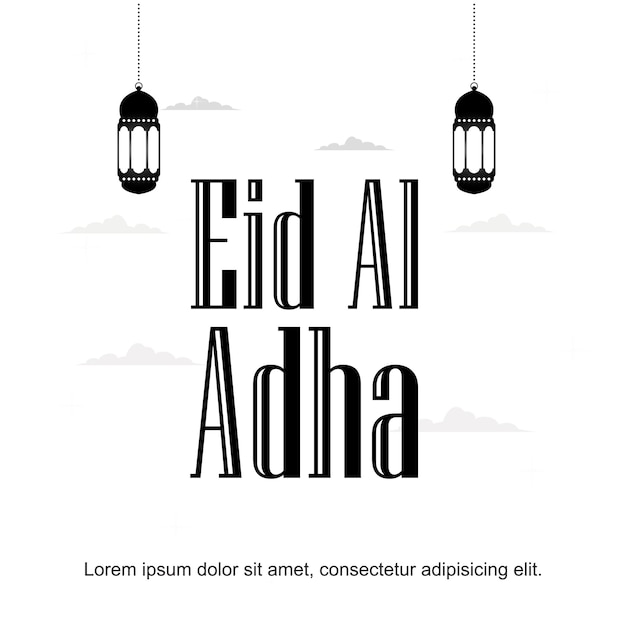 eid al adha greetings with white background text design