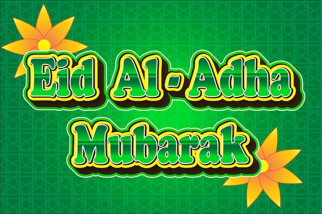 Eid al adha mubarak editable text effect 3d emboss style design