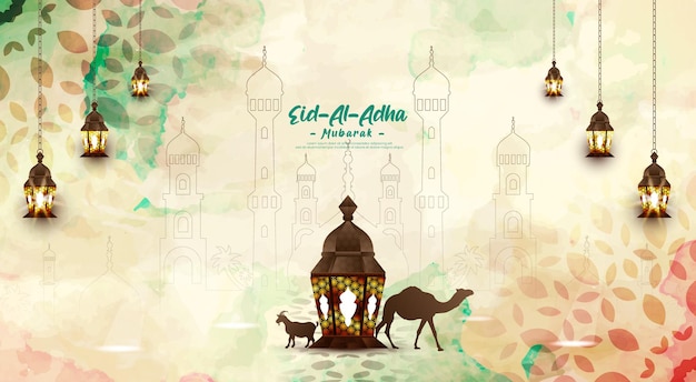 Eid al Adha mubarak and islamic festival post template