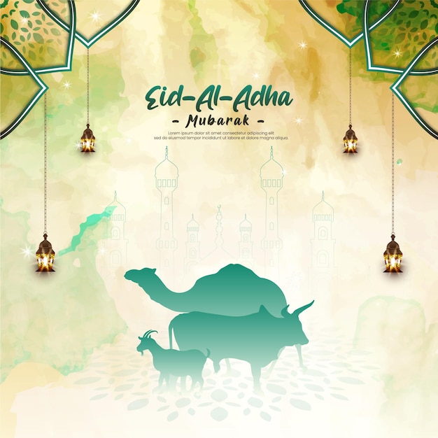 Eid al Adha mubarak and islamic festival post template