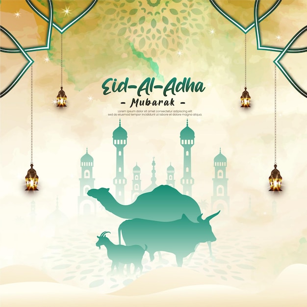 Eid al Adha mubarak and islamic festival post template