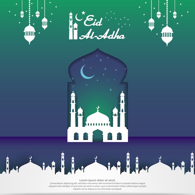 Eid al Adha Mubarak islamic greeting card design