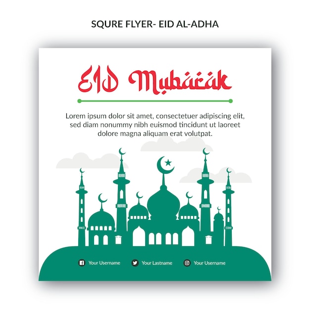 Eid al adha mubarak islamic social media banner template Free Vector