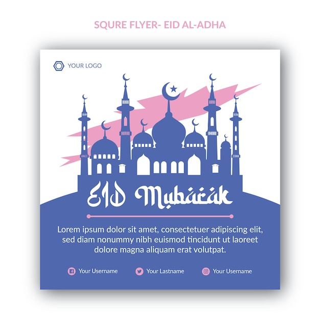 Eid al adha mubarak islamic social media banner template