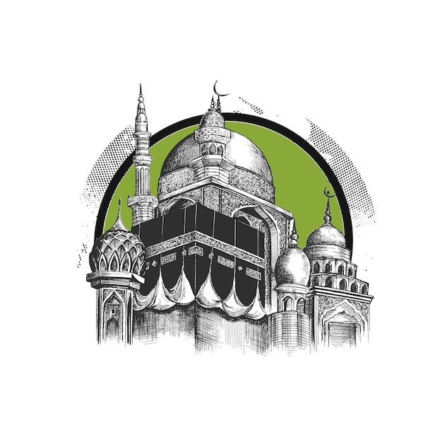 Eid al adha Mubarak Ramadan Kareem Mosque or Masjid Vector illustration