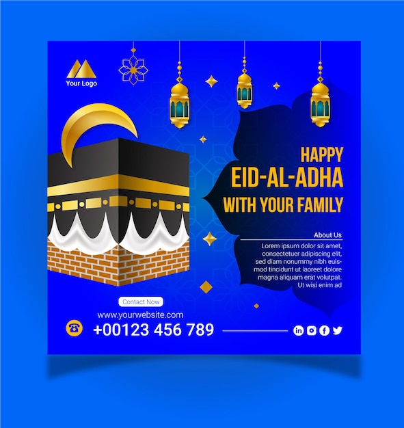 Eid al adha mubarak social media banner design vector template