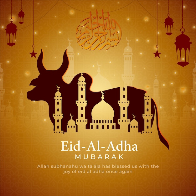 Eid Al Adha Mubarak Social Media Post Illustration Design Template