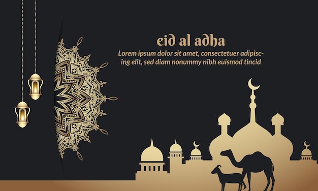 Eid al adha mubarak social media post islamic banner greeting card