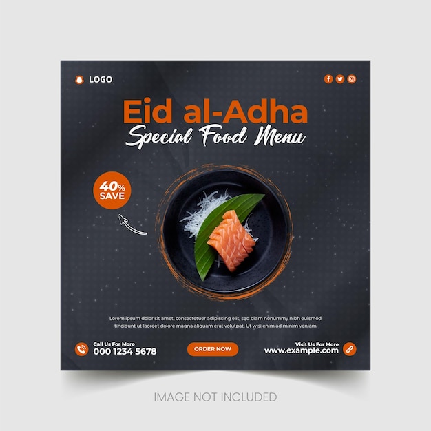 Eid al Adha muslim festival special food menu sale social media post banner template